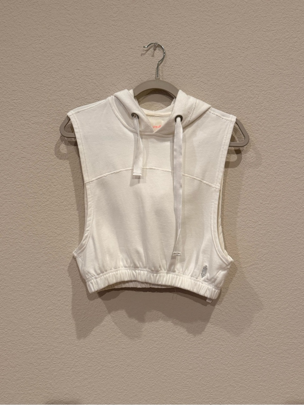 Free People Movement Hoodie Womens Xs White Terry Sleeveless Cropped Pullover